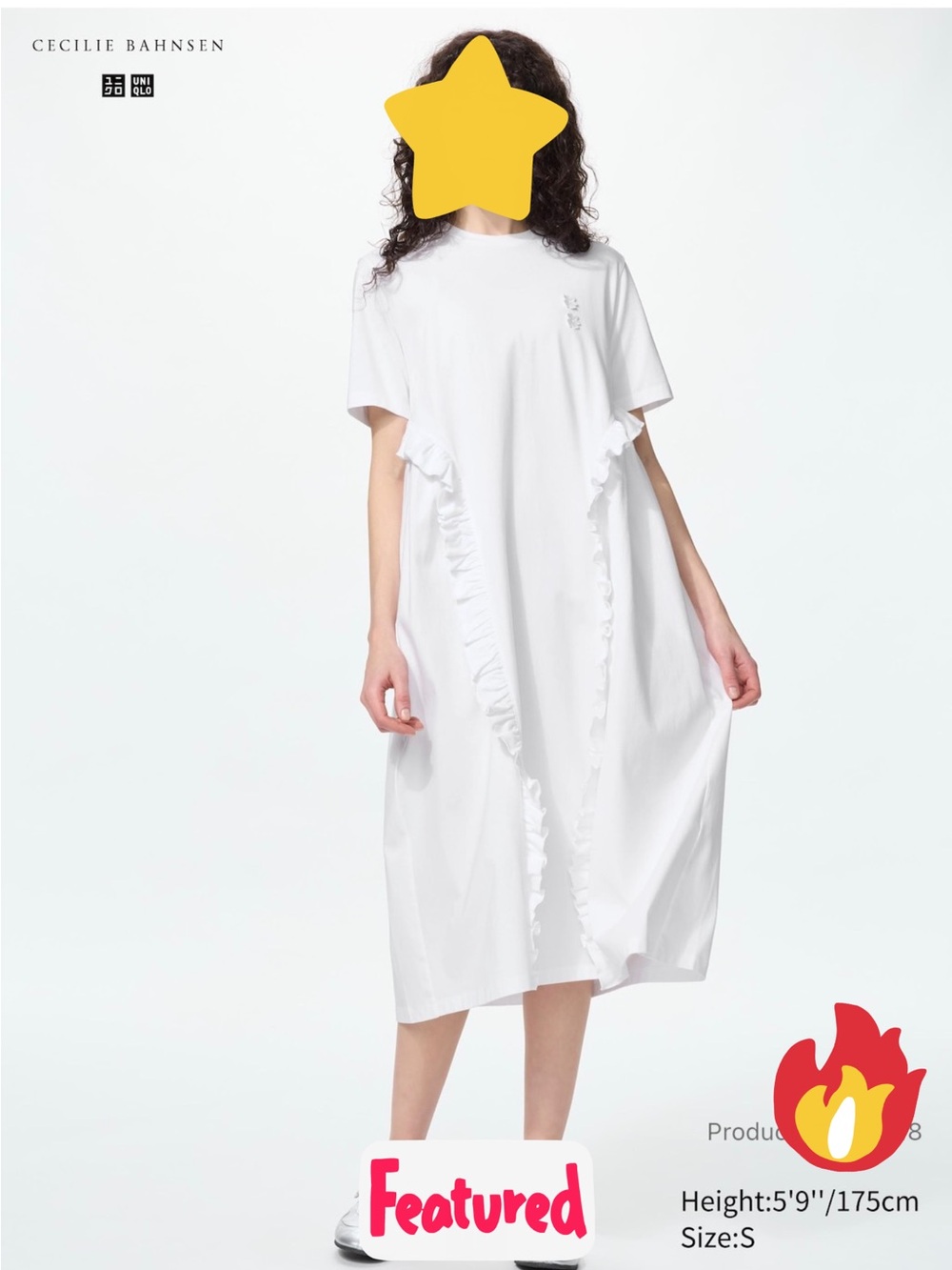 Uniqlo White Maxi Dress with Ruffle Detail